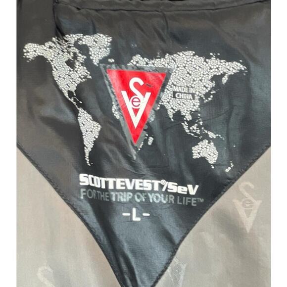 SCOTTeVEST Black Quilted Puffer Jacket Travel Tech Coat L / Multi-Pocket Utility - Picture 8 of 9